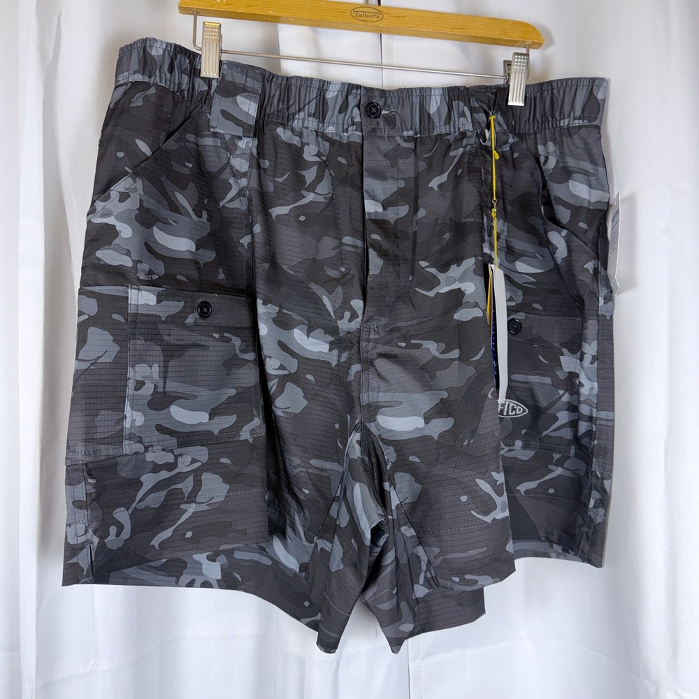 AFTCO Original Fishing Shorts Mens 40 Tofs Camo Black Ripstop ME2 Pliers Pocket